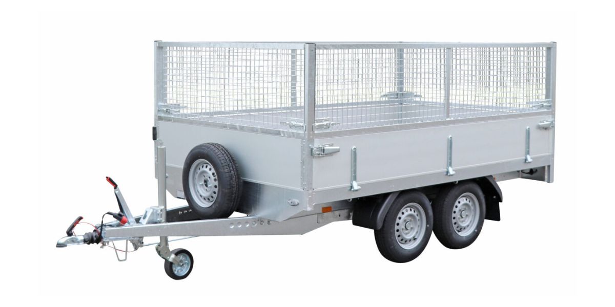 Plateau double essieux freiné 750-3500 avec grillage